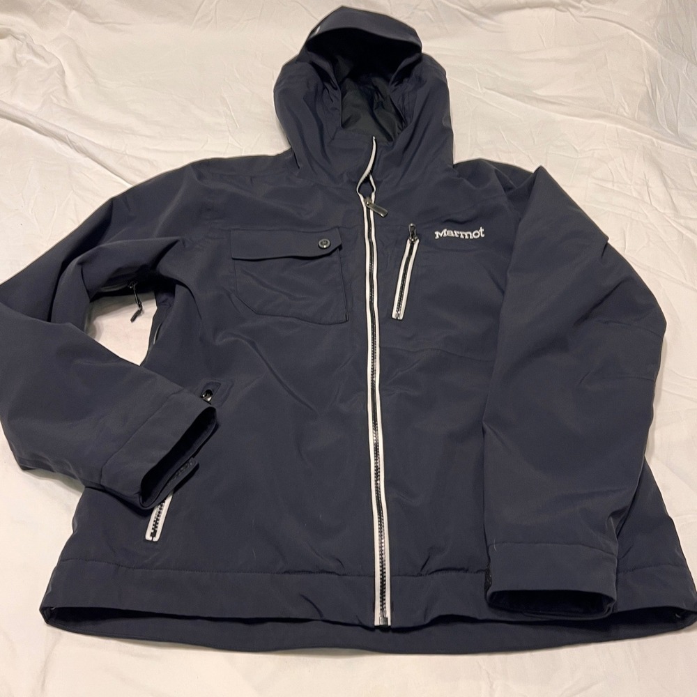 Marmot MemBrain Softshell Jacket Mens XL Black Hooded Full Zip Technical Coat